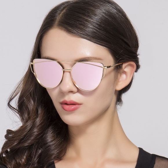 Sassy Rose Gold Cat-eye Mirrored Sunglasses - Picture 4 of 6